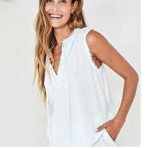Bella Dahl Light Blue Fray Edge Sleeveless Top